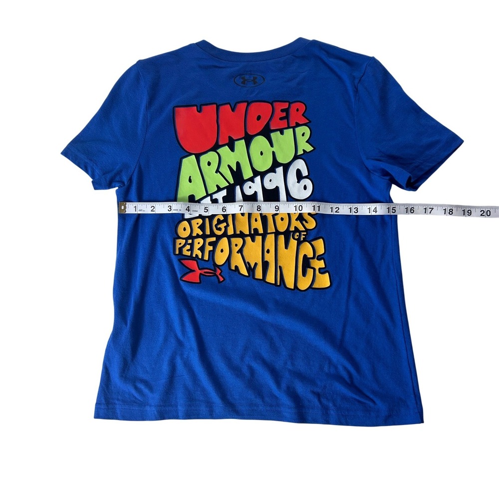 Under Armour Boys Blue Graphic T-Shirt Cartoon Letters SS 1386829 Size YS NEW - Picture 5 of 7